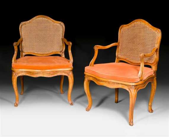 Appraisal: PAIR OF FAUTEUILS A LA REINE Louis XV stamped N