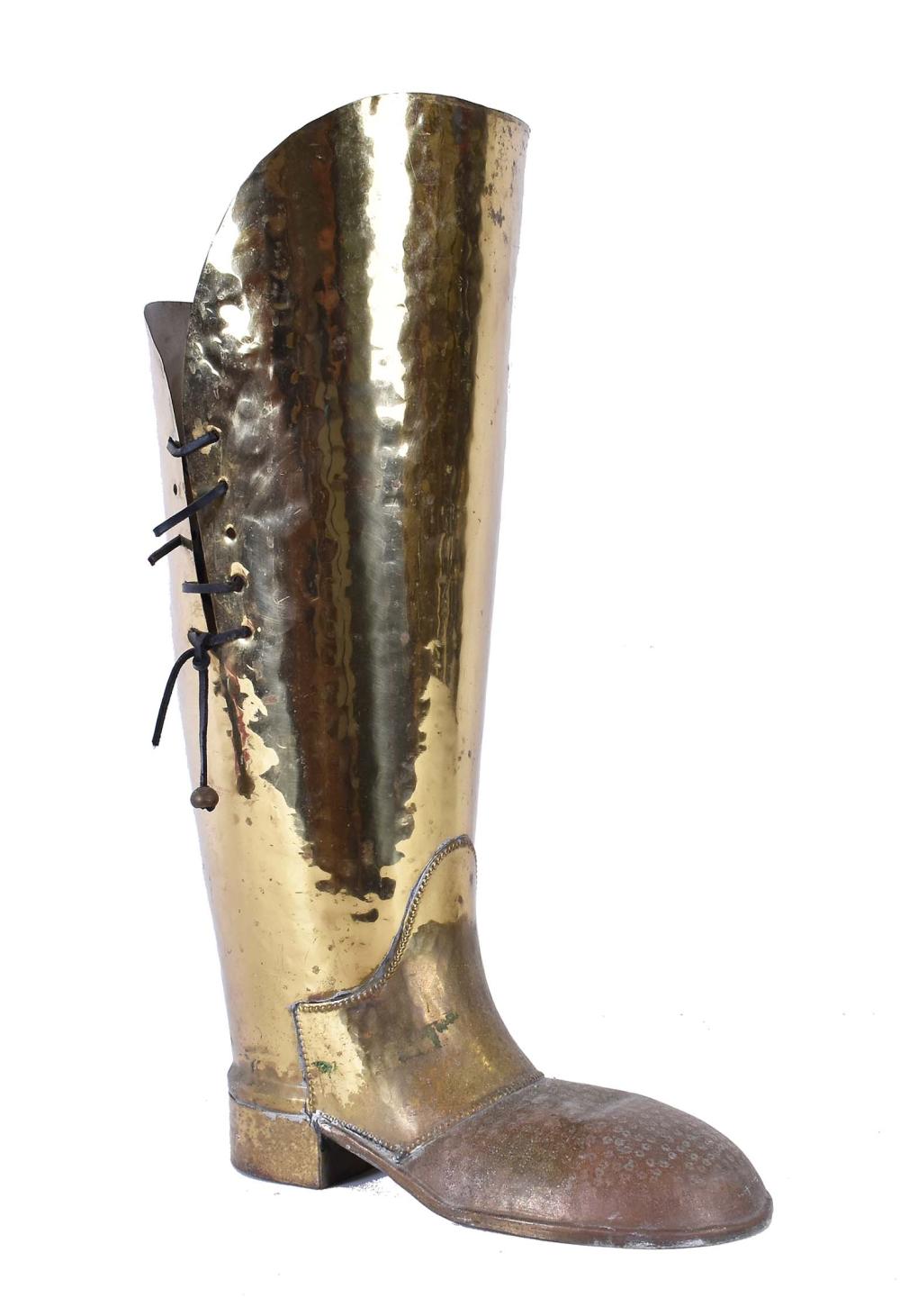 Appraisal: BRASS BOOT-FORM CANE UMBRELLA STANDHeight in