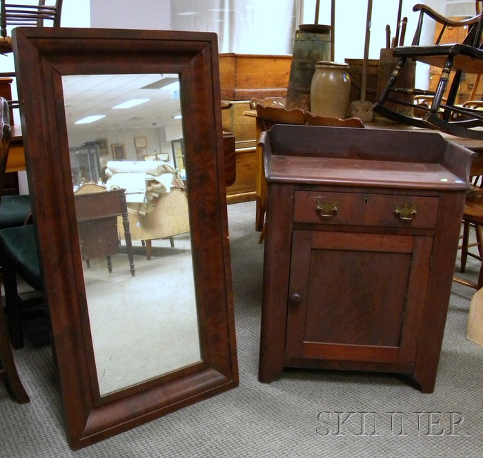 Appraisal: Empire Mahogany and Mahogany Veneer Ogee Mirror and Commode mirror