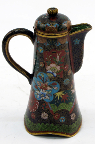 Appraisal: A JAPANESE CLOISONNE ENAMEL COVERED TEA POT having colorful circular