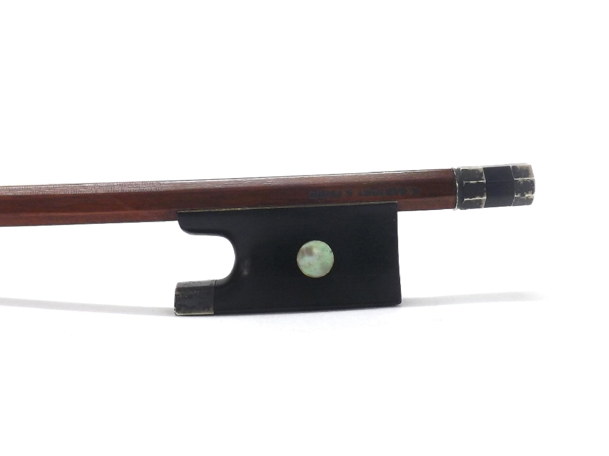 Appraisal: Silver mounted violin bow stamped E Sartory Paris the stick