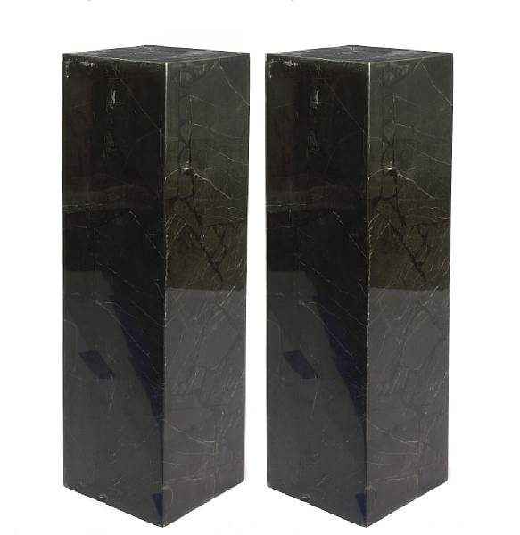 Appraisal: A pair of black onyx pedestals height in width in