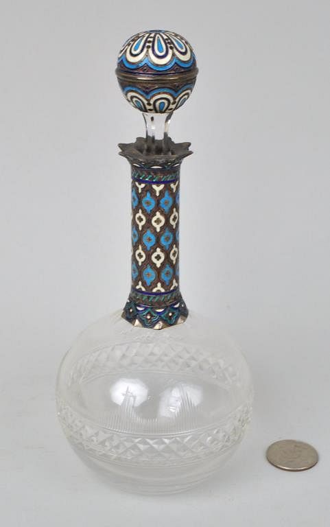 Appraisal: Champleve Crystal Teardrop Form Bottle Stopper high approximately diameter Light