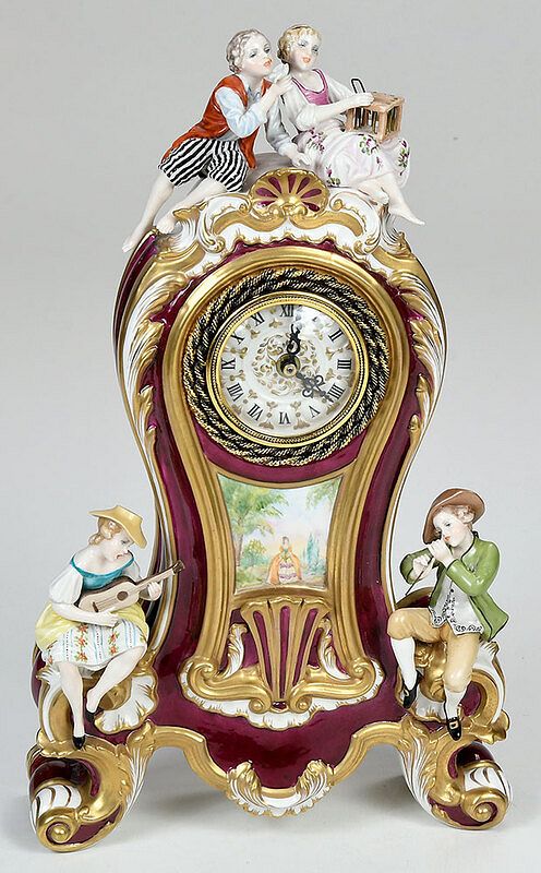 Appraisal: Luigi Fabris Porcelain Mantel Clock Italian th century signed on