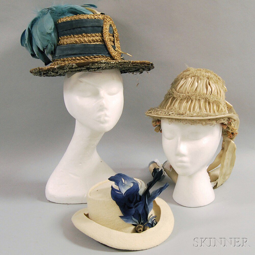 Appraisal: Two Antique Lady's Hats and a Bonnet America mid- th-mid-