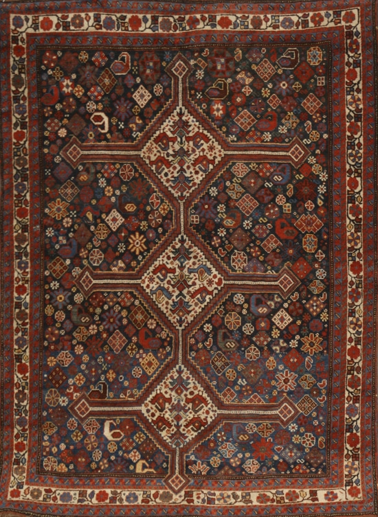 Appraisal: Shiraz Rug First Quarter th Century Shaded blue ground with