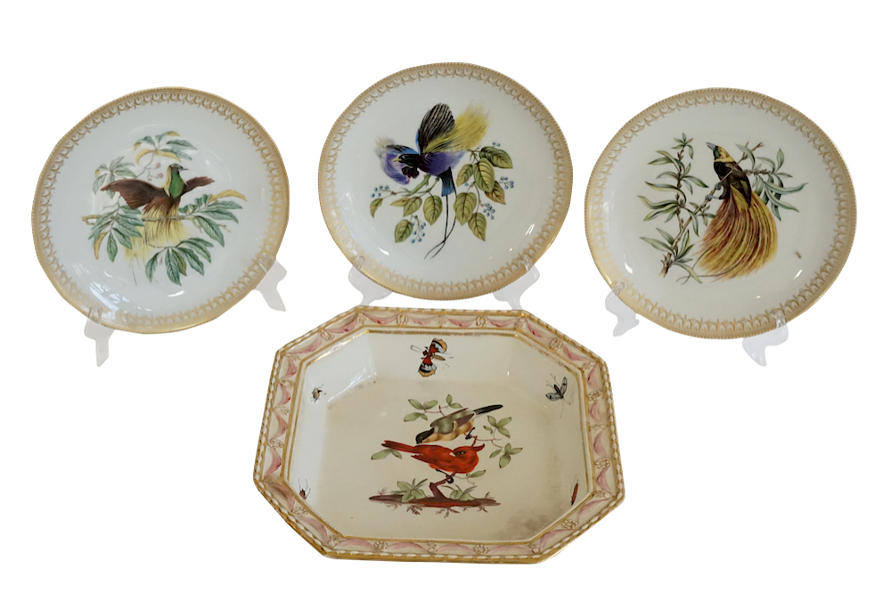 Appraisal: Mottahedah 'Birds of Paradise' Salad Plates and Paris Porcelain Bowl