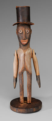 Appraisal: Whirligig African-American figure wooden body and base original paint painted