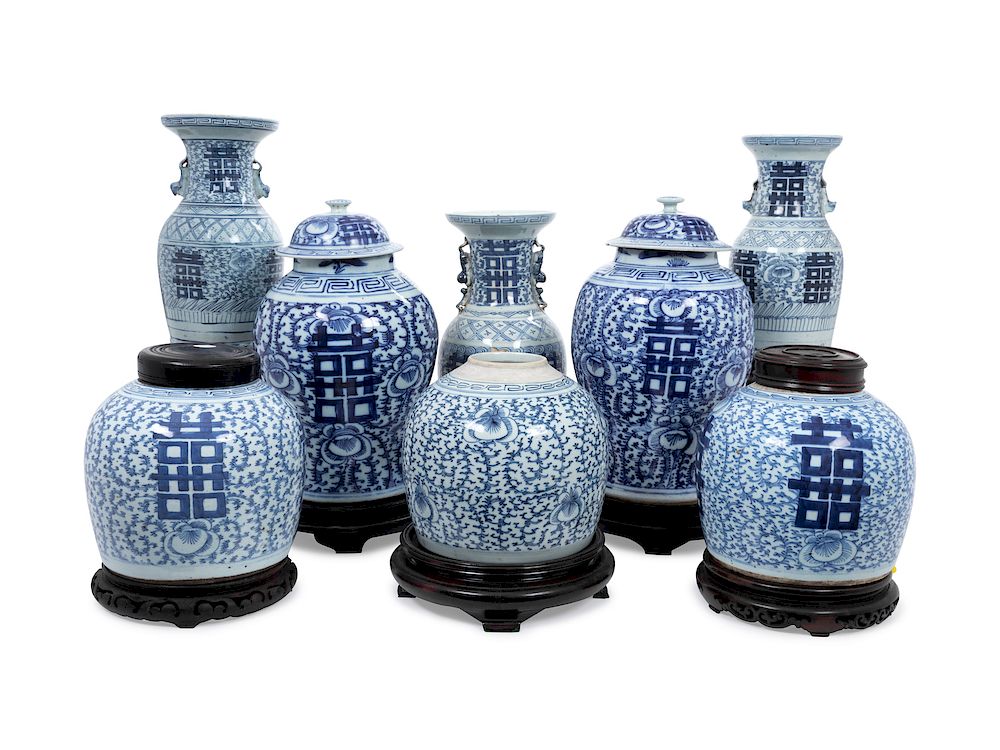 Appraisal: A Group of Eight Chinese Export Blue and White Porcelain