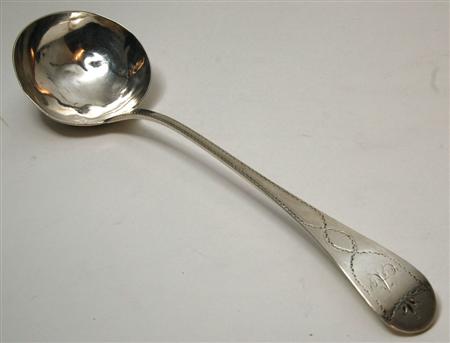 Appraisal: A George III Scottish silver soup ladle Alexander Aitchison Edinburgh