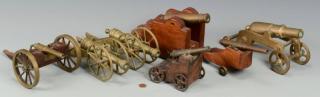 Appraisal: Group of miniature cannons Grouping of seven miniature cannons Includes