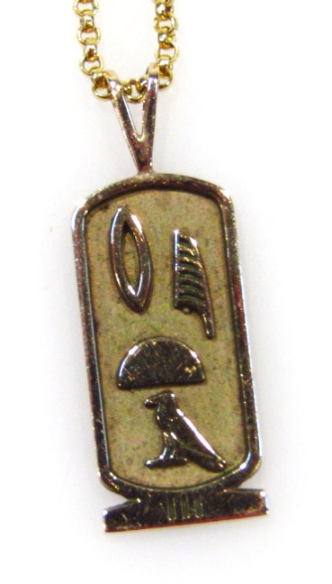 Appraisal: A ct gold hieroglyphic style pendant g cm high attached