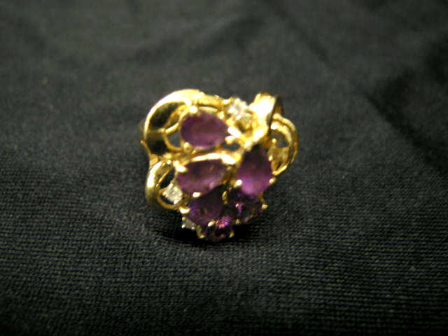 Appraisal: Amethyst Diamond Ring oval gems and diamonds in k yellow