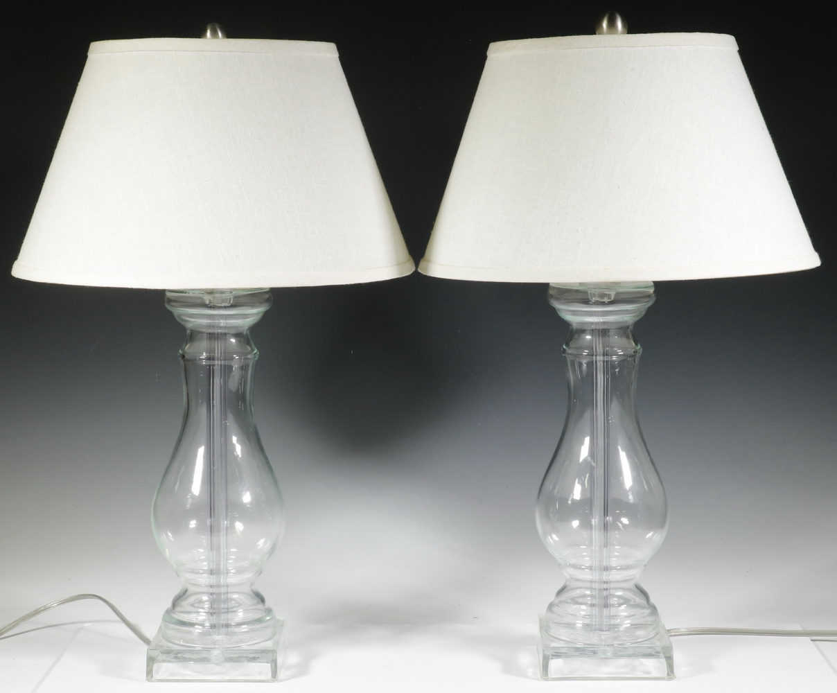 Appraisal: PR GLASS TABLE LAMPS Pair of Contemporary Clear Glass Table