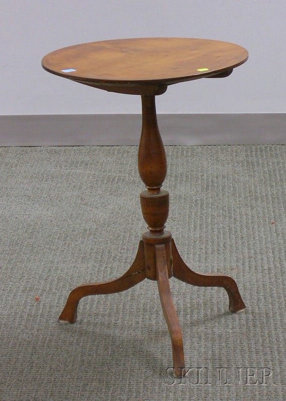 Appraisal: Federal-style Tiger Maple and Maple Tilt-top Candlestand