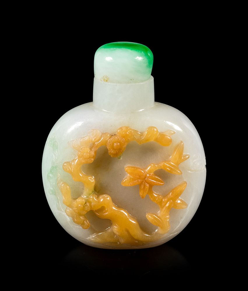 Appraisal: A Russet Pale Lavender and Greyish White Jadeite Snuff Bottle