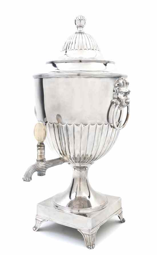 Appraisal: A George III Silver Tea Urn Paul Storr London the