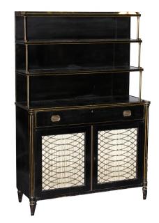 Appraisal: A Regency Style Ebonized Secretary Bookcase Early th century With