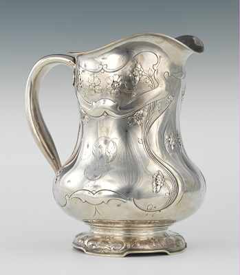 Appraisal: An Art Nouveau Sterling Silver Water Pitcher by Gorham ca