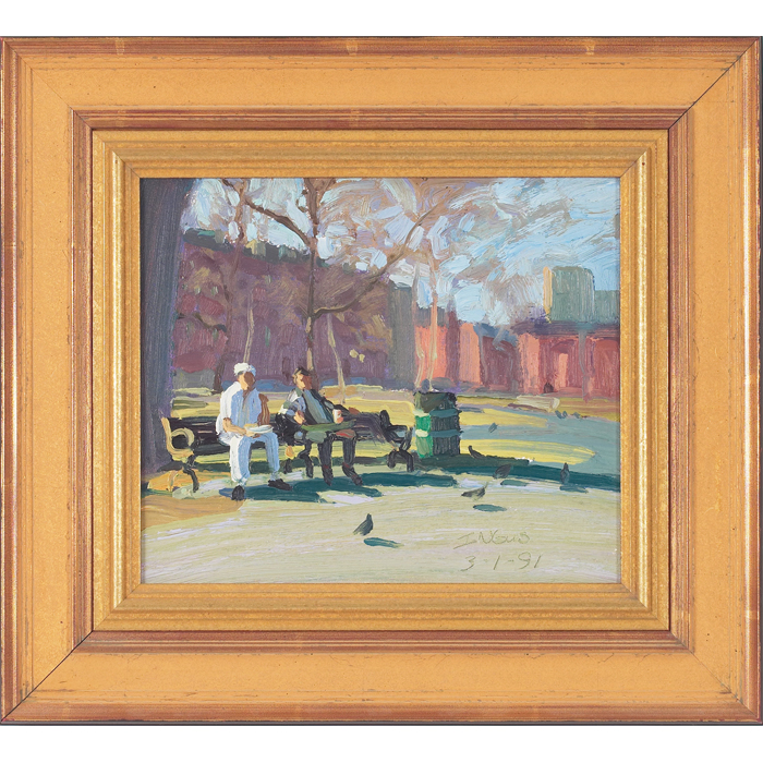 Appraisal: Peter Inglis American th century ''People in Park '' oil