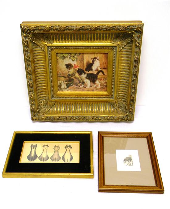 Appraisal: Polychrome print of three kittens in gilt frame ss ''