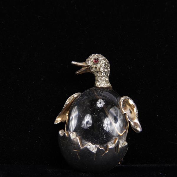 Appraisal: Trifari Sterling 'Alfred Philippe' Duckling Hatchling Jelly Belly Egg Pin