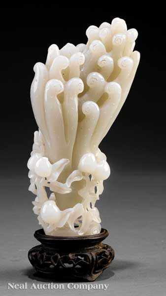 Appraisal: A Chinese White Jade Finger Citron Peach and Bat Group