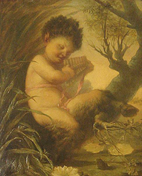 Appraisal: Continental School A young faun playing a syrinx unsigned oil