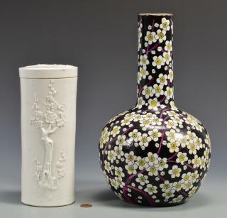 Appraisal: Blanc De Chine Jar and Famille Noir Vase st item