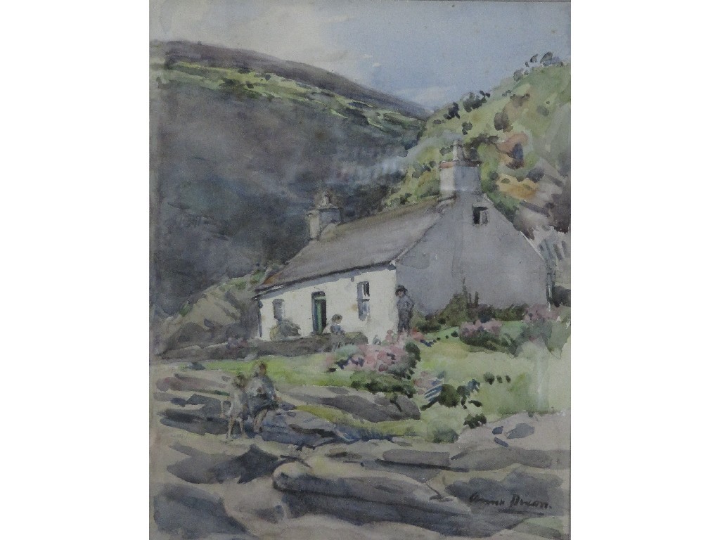 Appraisal: ANNA DICKSON RSW Watercolour of a cottage with figures signed