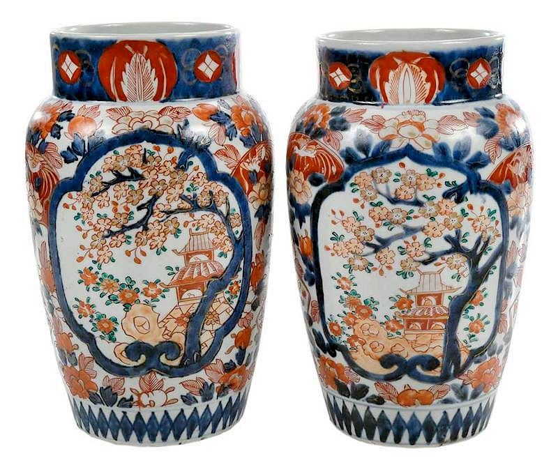 Appraisal: Pair of Imari Vases probably Japanese th th century floral