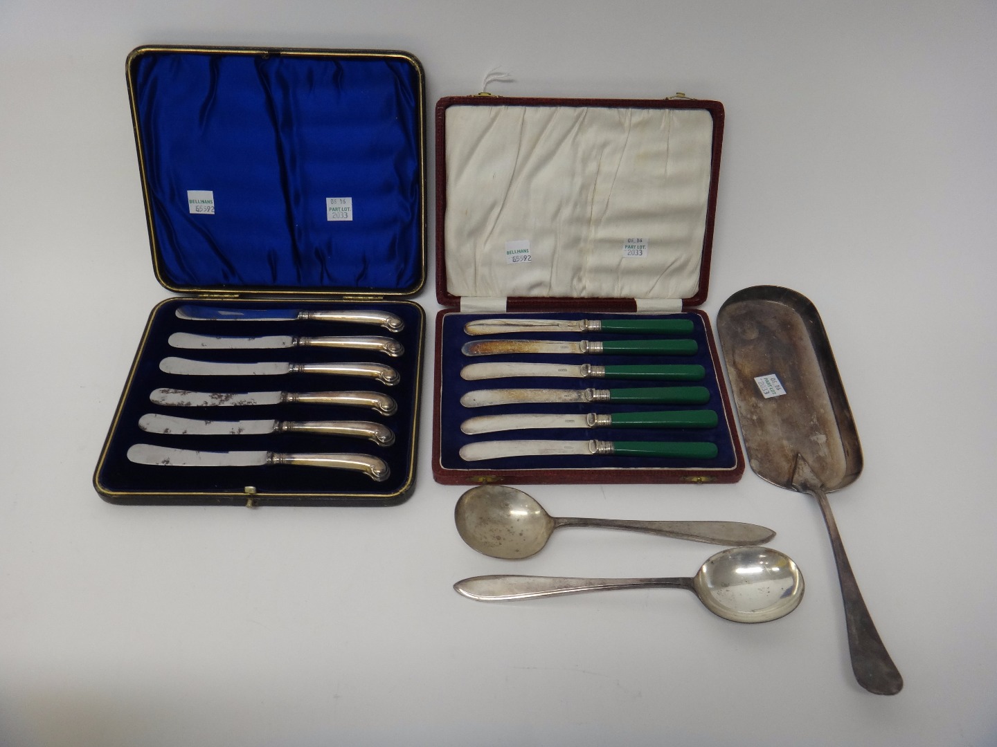 Appraisal: Mostly plated wares comprising a set of six steel bladed