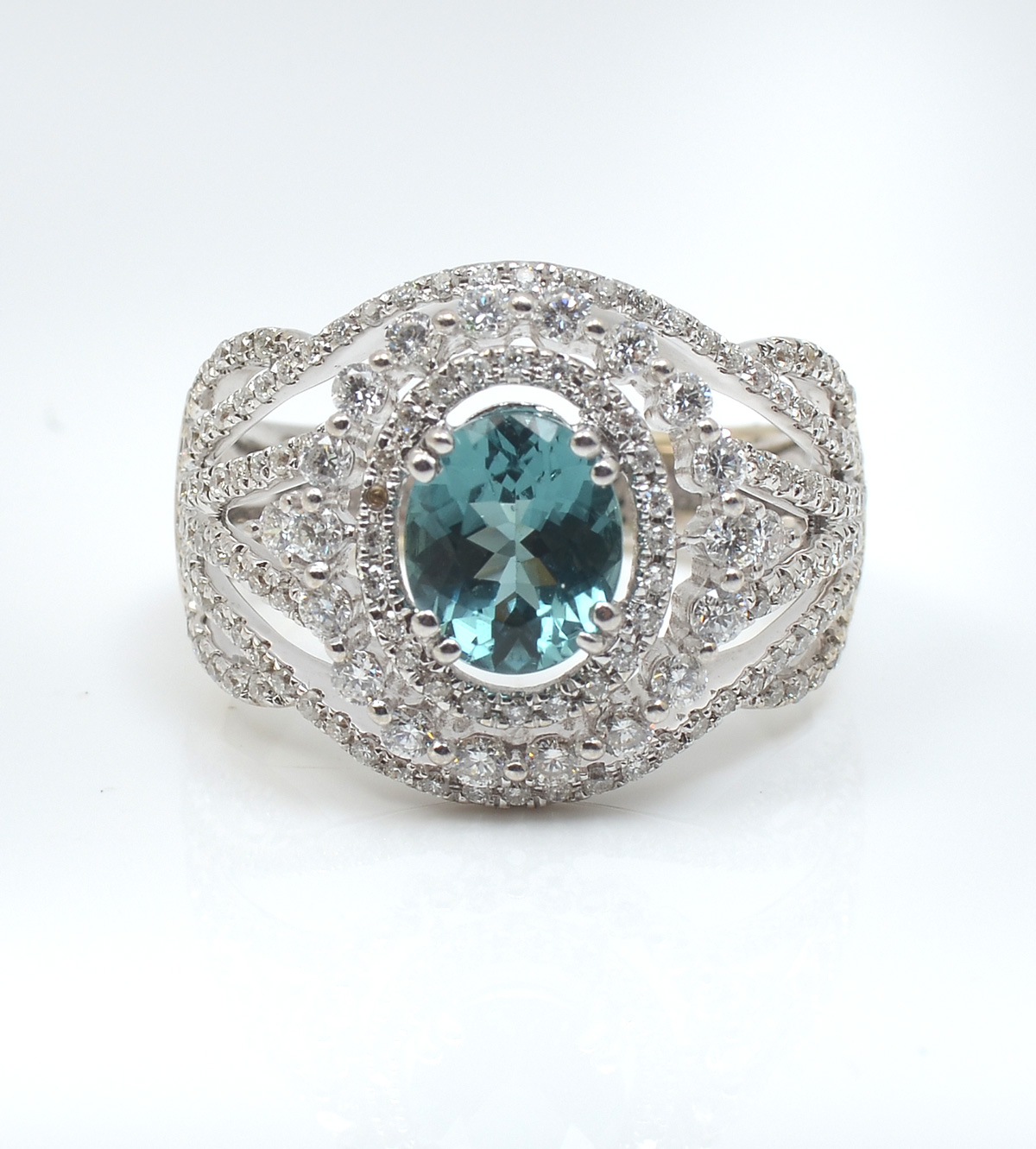 Appraisal: K CT PARAIBA TOURMALINE DIAMOND RING CT vivid greenish-blue tourmaline