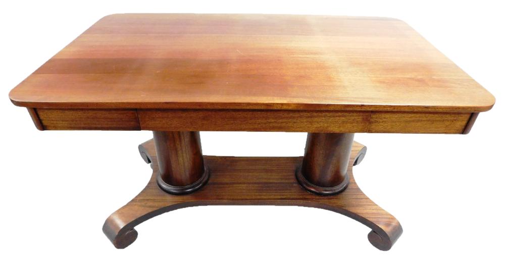 Appraisal: Library table Empire style mahogany cut-corner top with single drawer