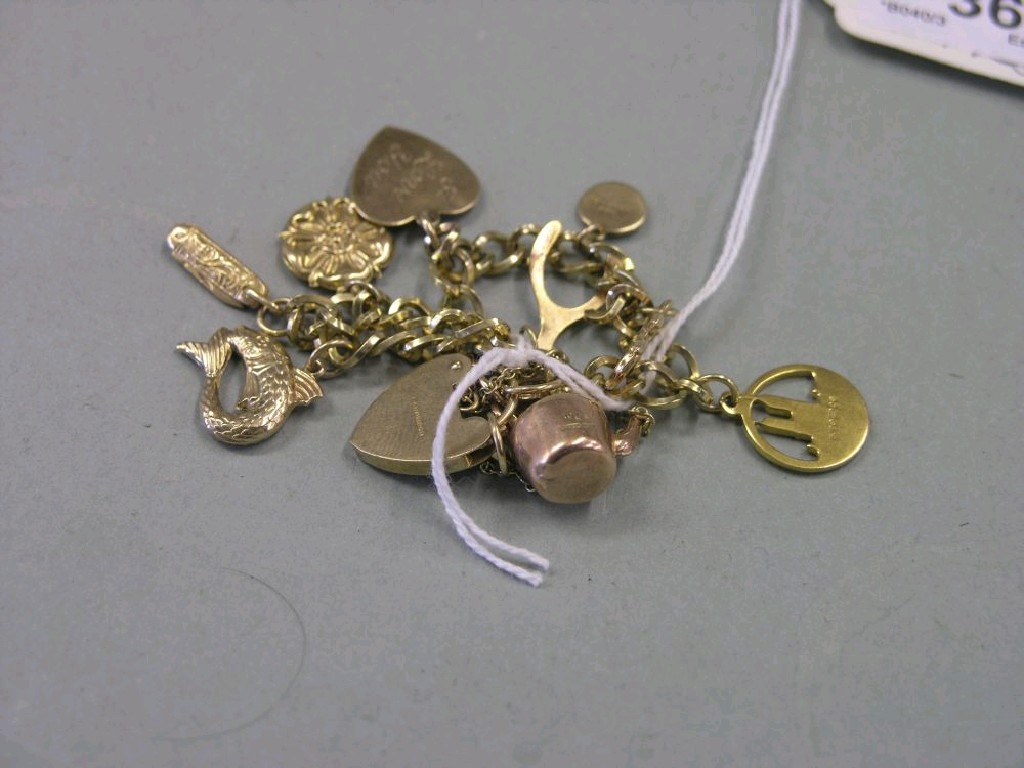 Appraisal: A ct gold charm bracelet nine ct gold charms and