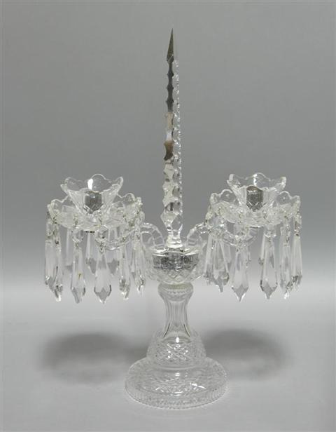 Appraisal: WATERFORD CRYSTAL TWO-LIGHT CANDELABRA With spreading circular base rising to