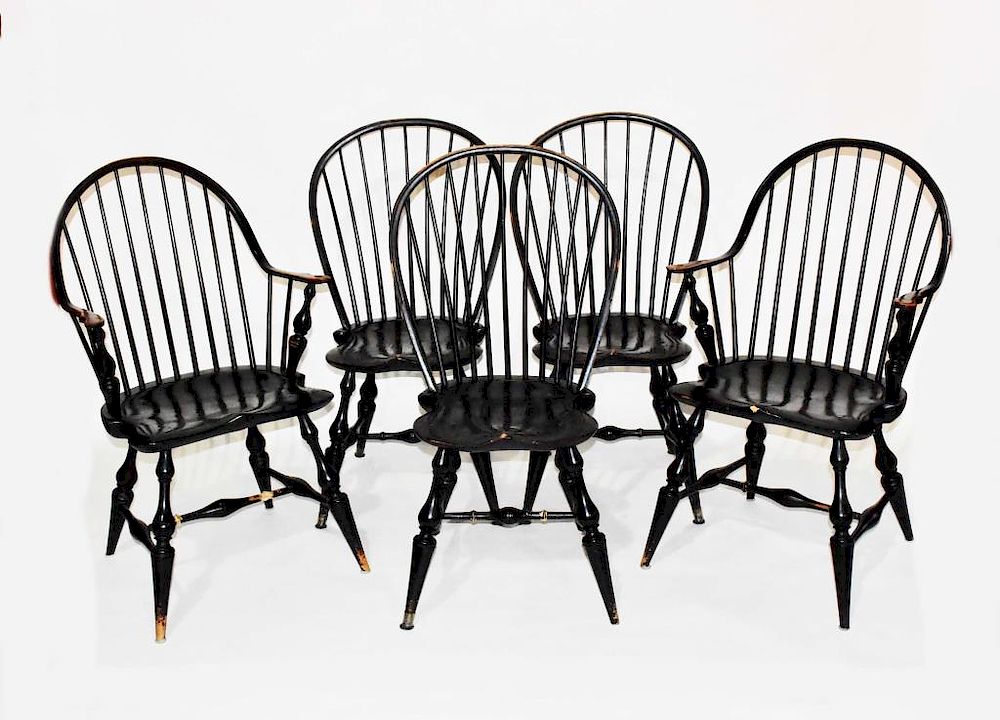 Appraisal: Set of Windsor chairs Set of handmade reproduction Windsor chairs