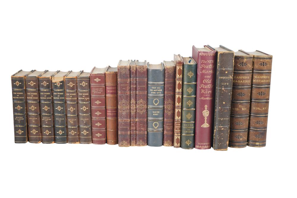 Appraisal: COLLECTION OF LEATHER-BOUND BOOKSassorted titles and authors including three volumes