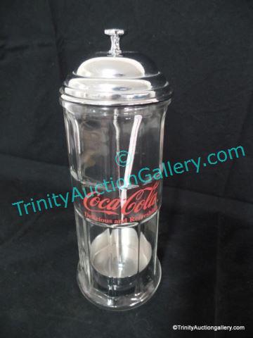 Appraisal: Coca-Cola Advertising Straw Dispenser - Coke Thick paneled glass and