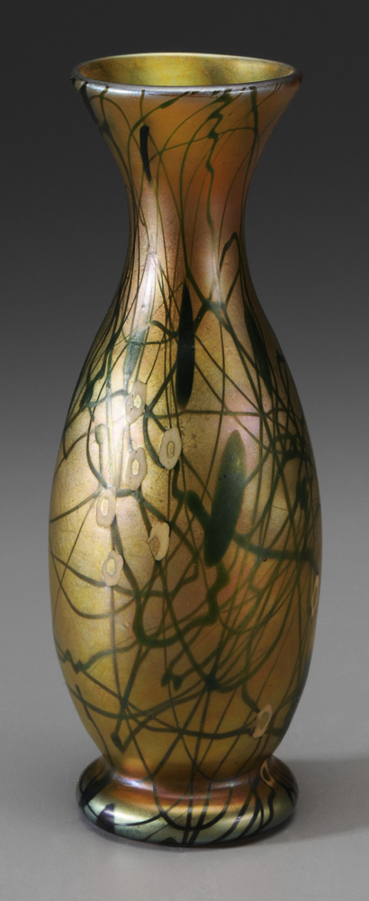 Appraisal: Steuben Aurene Bud Vase American th century vine and floral