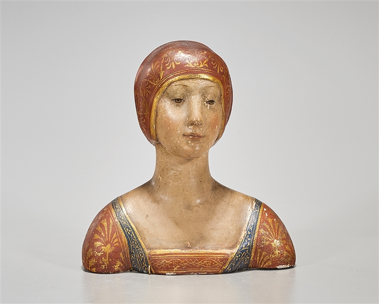 Appraisal: Renaissance-style painted ceramic bust of a woman x x approx