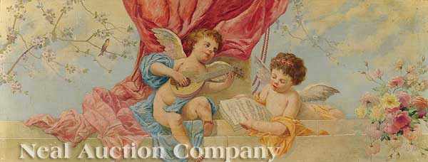 Appraisal: French School th th c Two Putti Accompanying a Nightingale