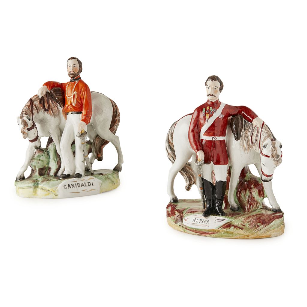 Appraisal: PAIR OF STAFFORDSHIRE FIGURE GROUPS OF 'GARIBALDI' AND 'NAPIER' TH