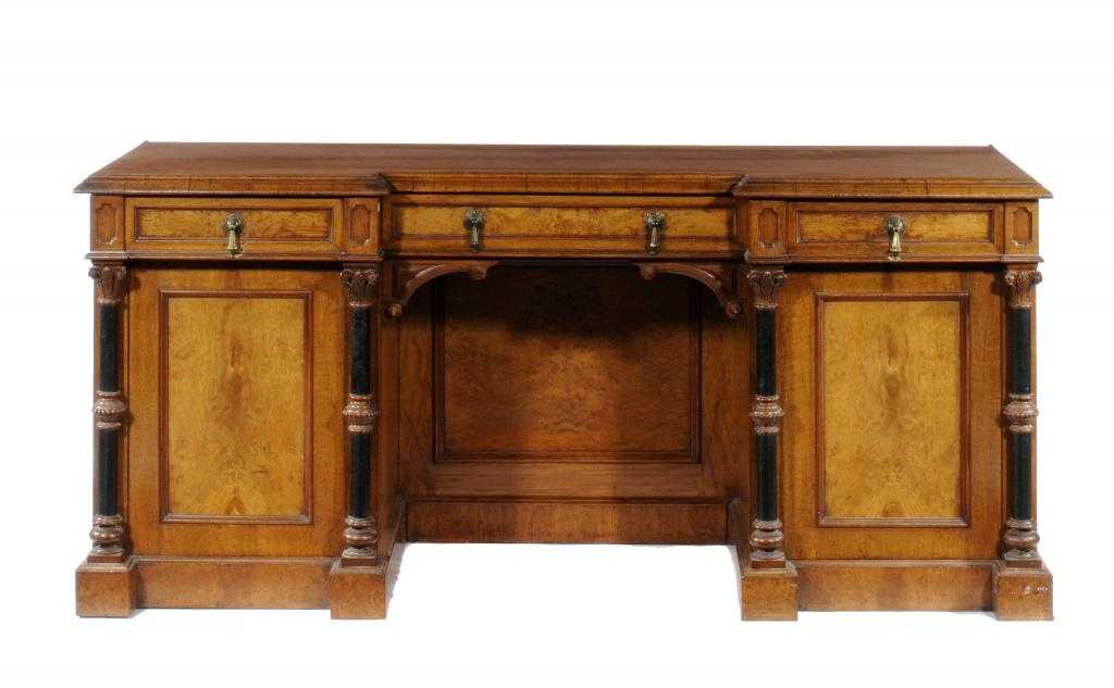 Appraisal: A VICTORIAN OAK AND POLLARD OAK SIDEBOARD of inverted breakfront