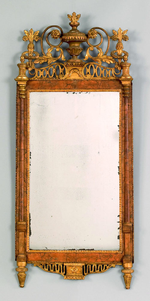 Appraisal: Spanish marble and giltwood Balboa mirror late th c l