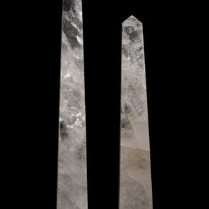 Appraisal: A Pair of Rock Crystal Obelisks th Century Height of