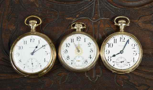 Appraisal: THREE WALTHAM OPENFACE POCKET WATCHES model size grade jewels c