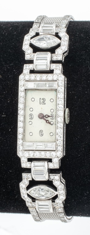 Appraisal: ART DECO PERIOD PLATINUM DIAMOND DRESS WATCH Art Deco period