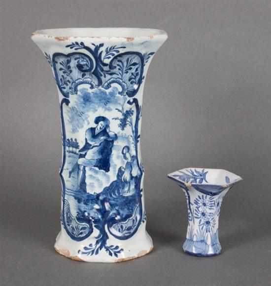 Appraisal: Dutch blue and white Delftware vase bearing the hallmarks of