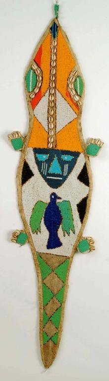 Appraisal: An African bead work wall hanging in the shape of